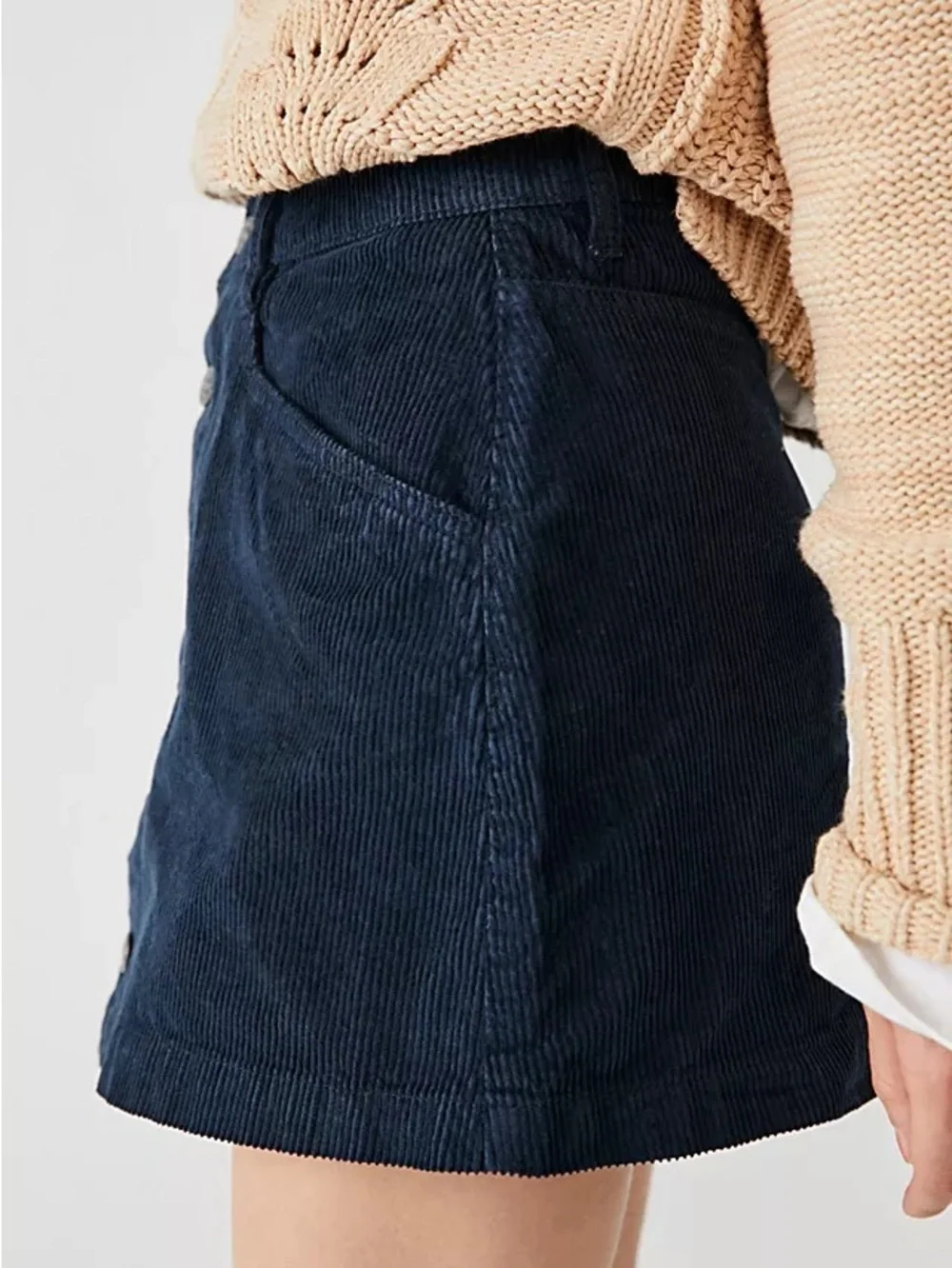 NWT-Free People Ray Corduroy Navy Women's Mini Skirt-Size 10